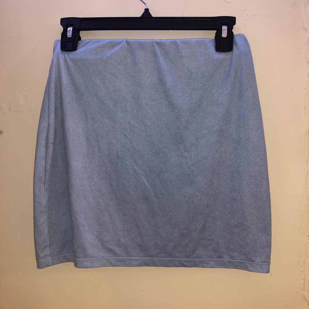Mixology Light Blue Suede Mini Skirt (Size L)
